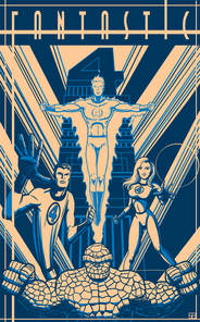 The Fantastic Four - Digital art for a t-shirt contest - by Rick Hannah.